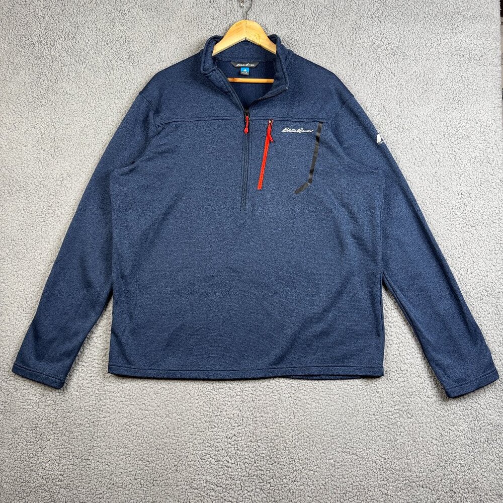 Eddie Bauer Sweater Mens TXL Blue Half Zip Pullover Fleece Lined First Ascent